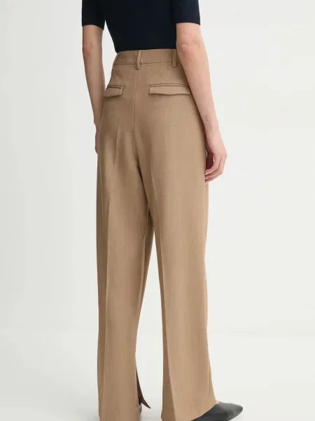 Штани Herskind Rupert прямі висока посадка коричневий