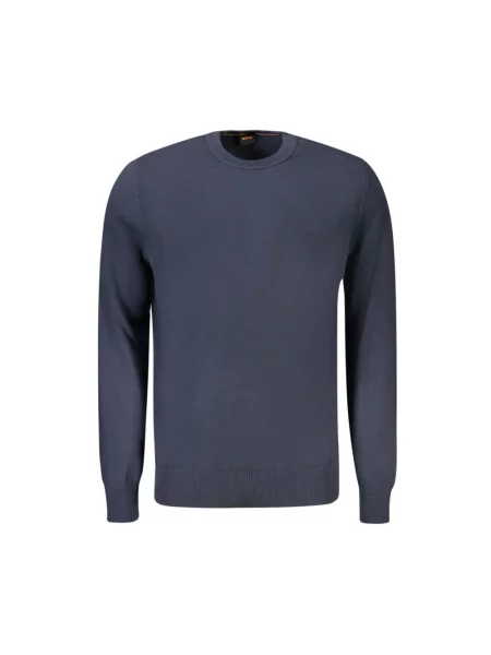 Haftowany lekki sweter Hugo Boss wełniany niebieski