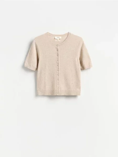 Reserved Cardigan din lână merino bej