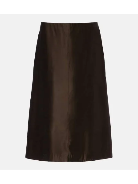 Spódnica midi Khaite do kolan z twillu brązowa