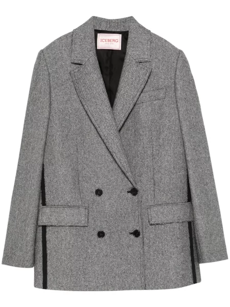 Sacou Iceberg cu model herringbone negru