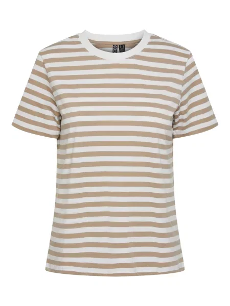 PIECES Tricou RIA maro alb