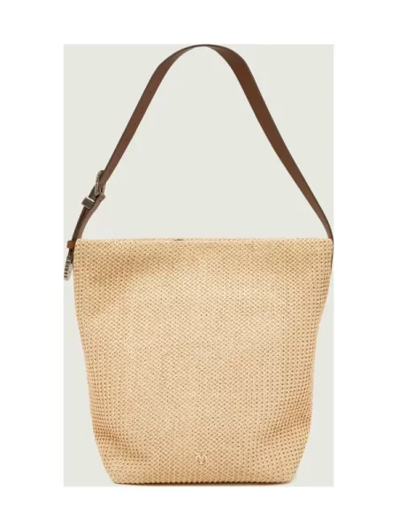 Pinko Geantă shopper BUCKET BIG TRITTICO cu adaos de piele bej