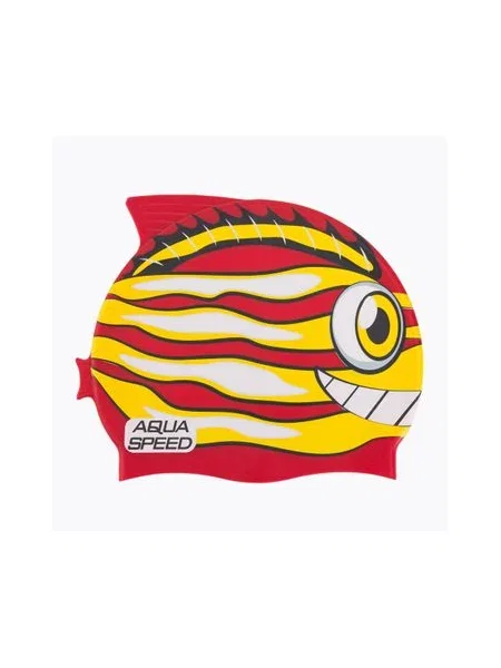 Шапочка для плавання дитяча AQUA-SPEED Zoo Fish червона/жовта/біла біла