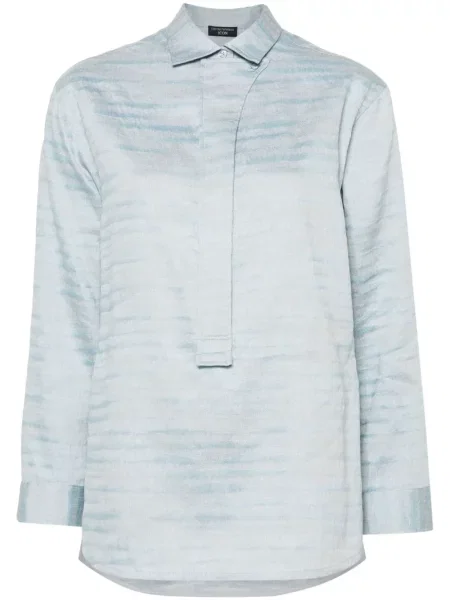 Lniana koszula Emporio Armani niebieska