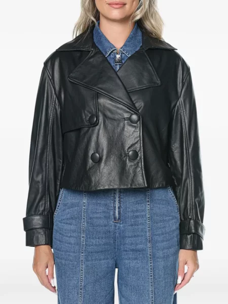 Geanta de piele Armani Exchange cu două rânduri de nasturi negru
