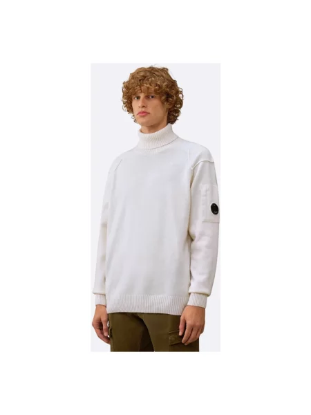 Sweter z golfem C.p. Company wełniany biały
