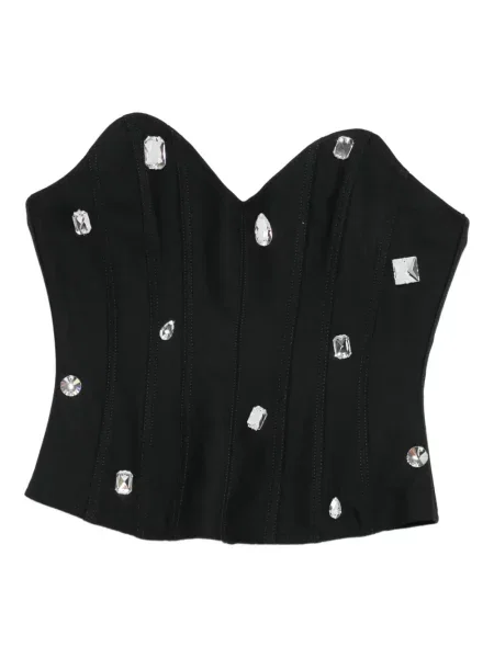 Bluzka David Koma z kryształkami z gorsetem czarna