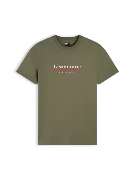 Tommy Jeans Tricou oliv / roși aprins alb
