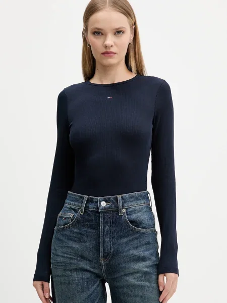Дънки Tommy Jeans с висока талия тъмносиньо