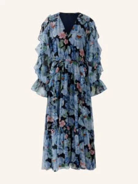 Oui Šaty S Volánky tmavě modrá tmavě modrá červená