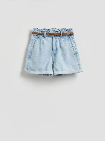 Reserved Pantaloni scurți din denim cu cordon albastru
