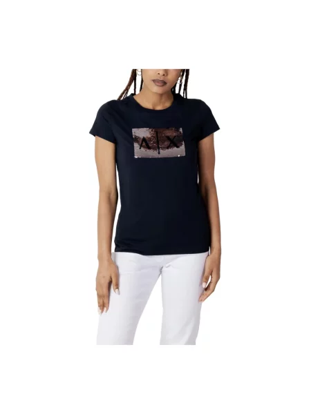 Koszulka Armani Exchange z krótkim rękawem niebieska