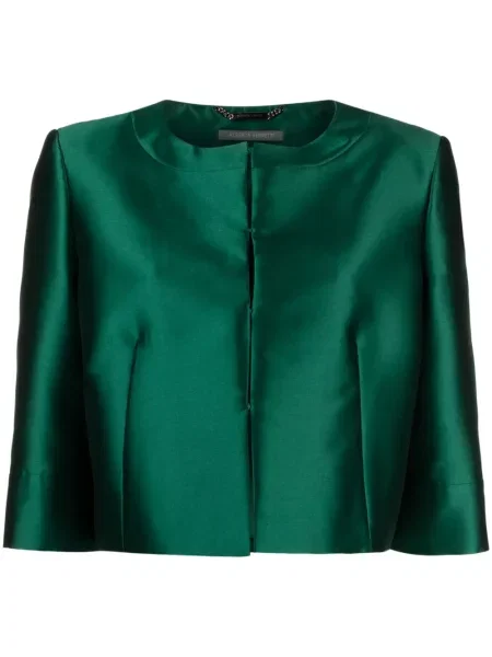 Geacă Alberta Ferretti din satin verde