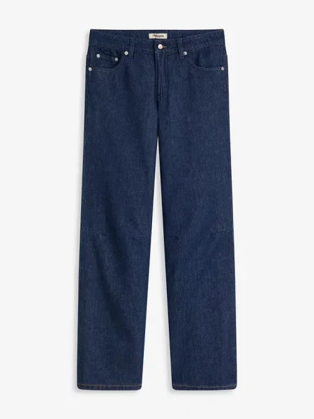 Jeansy straight mid waist niebieskie