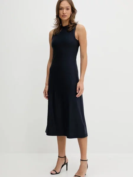 Calvin Klein Jeans sukienka granatowy midi rozkloszowana
