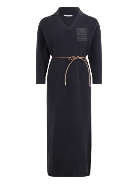 Rochie maxi Peserico cu decolteu în V de costum negru