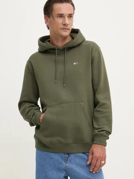 Geacă de blugi Tommy Jeans cu glugă verde