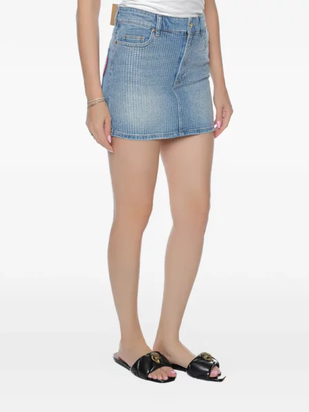 Stras fustă din denim Just Cavalli albastru
