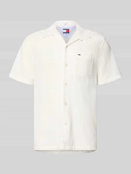 Koszula casualowa o kroju regular fit z mieszanki lnu i bawełny Tommy Jeans biała