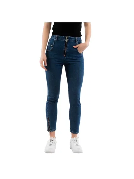 Skinny jeansy Moschino niebieskie