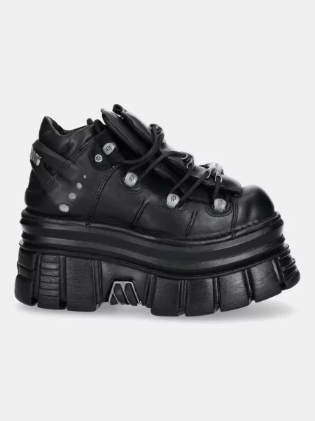New Rock sneakers din piele negru