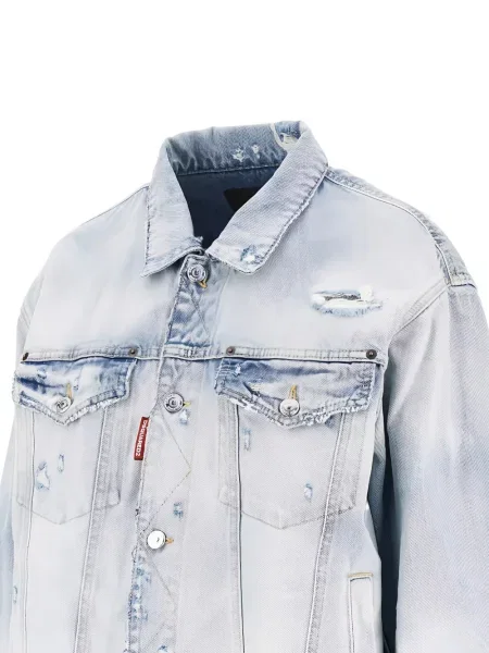 Geacă de blugi Dsquared2 zdrențuiți albastru