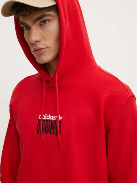 Geacă Adidas Originals cu glugă roșu
