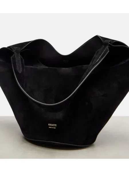 Geantă Khaite din piele de căprioară negru