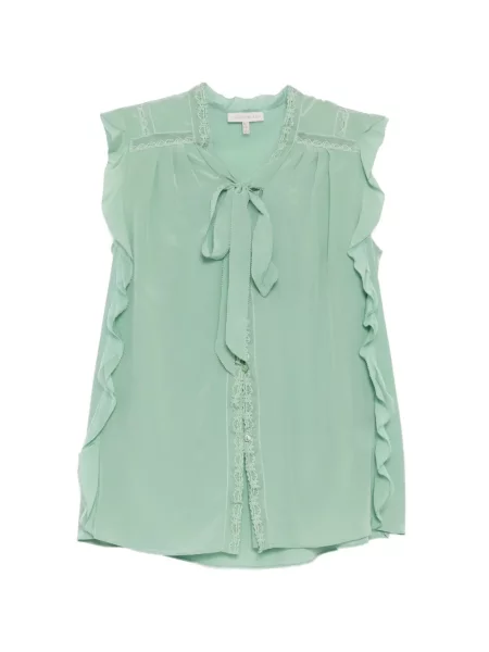Top Shiatzy Chen din șifon cu gât halter verde