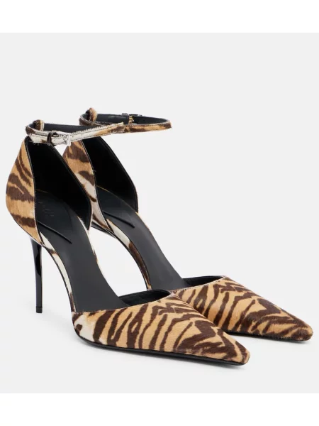Pantofi cu toc Alaïa cu imagine cu dungi de tigru maro