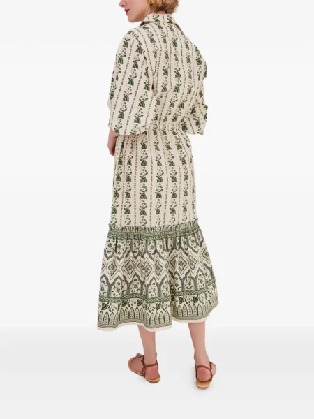 Rochie midi Cara Cara cu model floral cu imagine verde