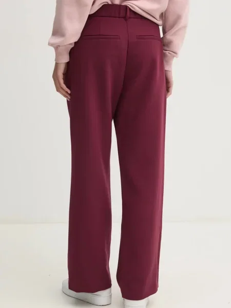Kalhoty Abercrombie & Fitch jednoduché high waist vínová