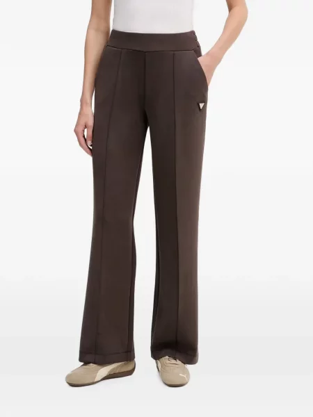 Pantaloni Guess evazate cu autograf maro