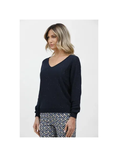 Sweter Gran Sasso z cekinami niebieski