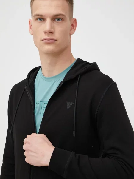 Guess hanorac cu glugă bărbați cu ALDWIN negru