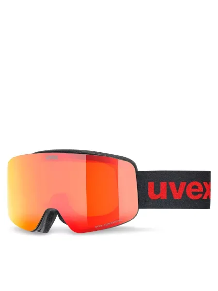 Detské lyžiarske okuliare UVEX Pwdr FM black matt/mirror red orange clear čierna