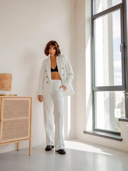 Діловий костюм Milirud піджак + брюки бавовна/поліестер білий