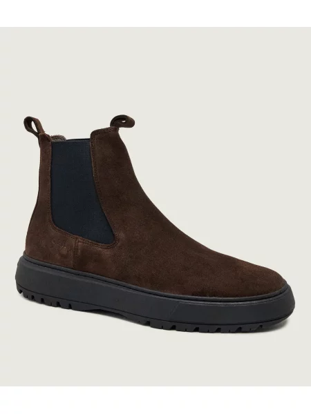 COPENHAGEN STUDIOS Ghete chelsea | zamsz cu adaos de piele maro