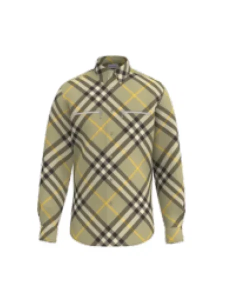 Lniana wielobarwność koszula Burberry w kratkę beżowa