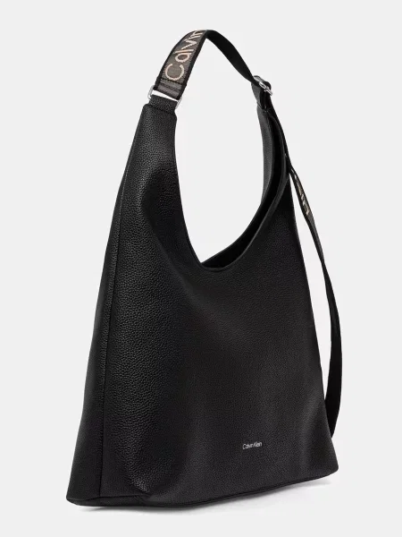 Geantă Calvin Klein din piele cu bretele negru