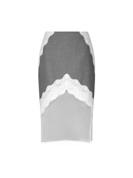 Spódnica midi Jil Sander wełniana do kolan szara