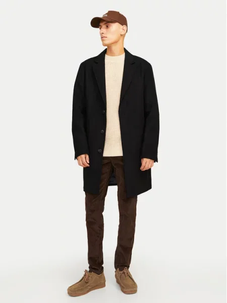 Вовняна куртка Jack&jones чорна