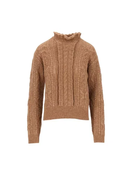 Dzianinowy sweter Moncler brązowy