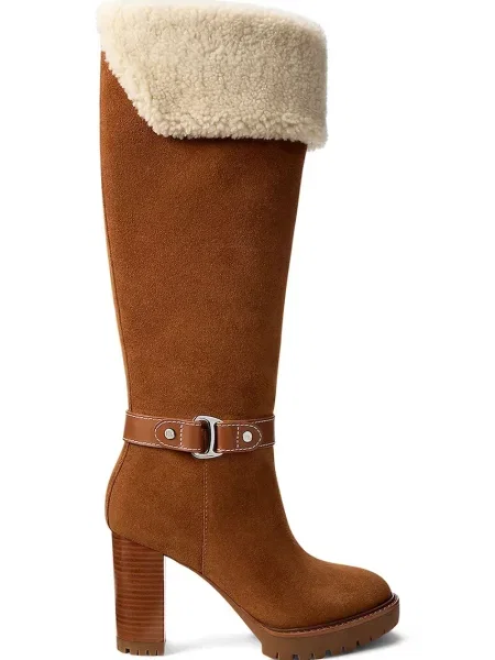 Semišové čižmy Lauren Ralph Lauren Tasha Tl Hl hnedá