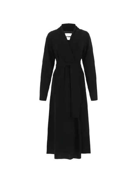 Palton Jil Sander din cașmir cu decolteu în V negru