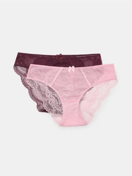 Мереживні класичні трусики 2 пари різнобарвний