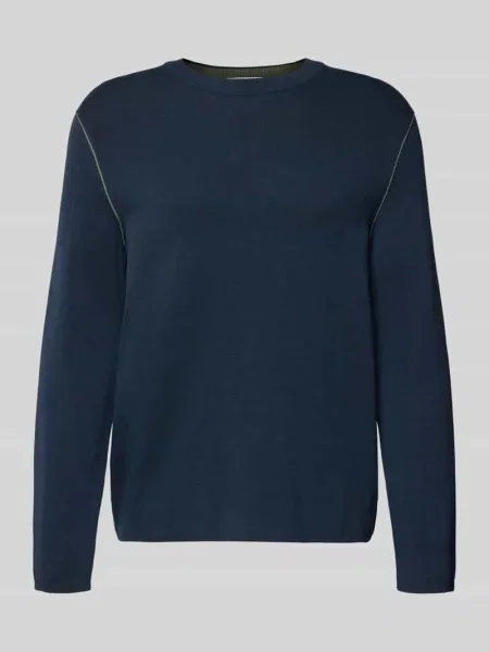 Sweter z dzianiny kroju regular fit z mieszanki bawełny Marc O'polo Denim niebieski