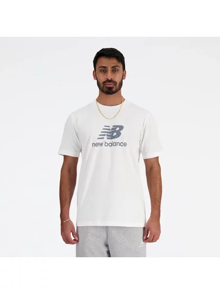 New Balance t-shirt Essentials Cotton z nadrukiem biały