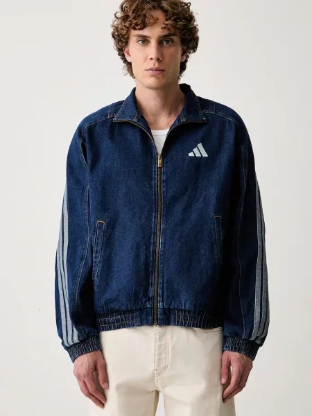 Adidas geacă de tranziție pentru bărbați din denim Denim Pack albastru